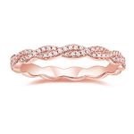 TIGRADE Engagement Ring Cubic Zirconia Twisted Ribbons of Pave-Set Eternity Wedding Band for Women Size 4-12 (Rose Gold, 9.5)