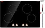 VEVOR Induction Cooktop, 6600W Electric Countertop Burner, 4 Burner Knob Control Stove, Built-in Induction Cooktop with 12 Temperature Settings, Glass Surface, Auto Shut-Off