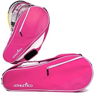 Athletico 3 Racquet Tennis Bag | Padded to Protect Rackets & Lightweight | Professional or Beginner Tennis Players | Unisex Design for Men, Women, Youth and Adults (Pink)