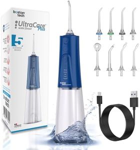 Ultracare Plus - jet dentaire. Hydropulseur professionnel de la famille Aquapik. 5 modes. 8 buses. Réservoir d'eau de 300 ml. Rechargeable par USB. Sac de voyage inclus. Irrigateur buccal. (Bleu)