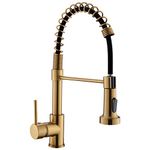 Fapully Brushed Gold Kitchen Faucet with Pull Down Sprayer,Single Handle Kitchen Faucet,Brass Spring Faucet for Kitchen Sink,Robinet De Cuisine