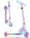 BELEEV V2 Scooters for Kids with Light-Up Wheels & Stem & Deck, 2 Wheel Folding Scooter for Girls Boys, 3 Adjustable Height, Non-Slip Pattern Deck, Lightweight Kick Scooter for Children Ages 3-12