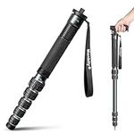 Manbily 69-Inch Monopods for Cameras 36mm Tube Aluminum Camera Monopod Extendable Walking Stick 6 Sections Portable Compact Travel with Handle & Phoneclip Max. 40lbs for DSLR Camcorder Stand (Gray)