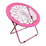 Camp Field Camping and Room Bungee Folding Dish Chair -Versatile Bunjo Chair with Fun Bouncy Design - Circle Web Chair for Relaxation and Fun for Room Garden and Outdoor (Pink)