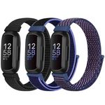 Bcuckood Nylon Sport Loop Band Compatible with Fitbit Inspire 3/Inspire 2/Inspire HR/Inspire/Fitbit Ace 3/Ace 2 for Women Men Kids, Soft Breathable Comfortable Adjustable Replacement Wristband Straps