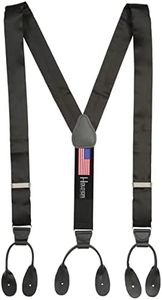 HOLD'EM 100% Silk Suspenders Men Y-Back Fancy Solid Button End- Black
