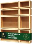ROYAL CRAFT WOOD Luxury Bamboo Storage Box, Bin Set - Multi-Use Drawer Organizer for Kitchen, Bathroom, Office Desk, Makeup, Jewelry (8 Boxes)
