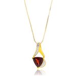 Amazon Collection Yellow Gold Flashed Sterling Silver Trillion Cut Garnet January Birthstone and Accent Diamond Pendant Necklace for Women with 18 Inch Box Chain