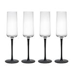 MIKASA Palermo Crystal Champagne Flutes Set of 4, 250ml, Champagne Glass Set with Black Stems | 100% Lead-Free Crystal - Gift Boxed & Dishwasher Safe