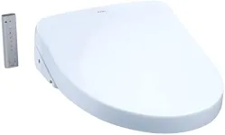 TOTO SW3056#01 S550E Electronic Bidet Toilet Seat with Cleansing Warm, Nightlight, Auto Open and Close Lid, Instantaneous Water Heating, and EWATER+, Elongated Contemporary, Cotton White