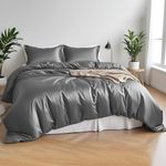 LINENWALAS 100% Organic Bamboo Small Double Core Bedding Set, Soft Silk Cooling Luxury Bamboo Complete Bedding Set with Deep Pocket Fitted Sheet and Pillowcase (Small Double, Light Grey)