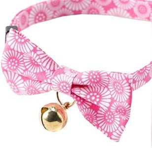 Necoichi Kiku Ribbon Bow Tie Cat Collar (Pink)