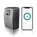 SISAV Security Key Lock Box Instant Remote Access Via Bluetooth/Code/App Resettable Set Your Own Combination 6 Digit Storage Smart Lock Box No WiFi Wall Mounted 5 Key Large Capacity,Black