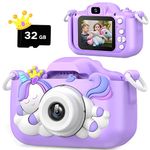 Upgrade Unicorn Kids Camera, Christmas Birthday Gifts for Girls Boys Age 3-12, 1080P HD Selfie Digital Video Camera for Toddlers, Cute Portable Little Girls Boys Gifts Toys for 3 4 5 6 7 8 9 Years Old