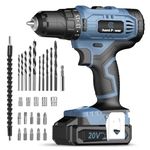 C P CHANTPOWER Cordless Drill Set, 20V Power Electric Drill/Driver with Lithium-ion Battery and Charger, 16+1 Torque Setting, 2 Variable Speed, 10mm Keyless Chuck, Built-in LED