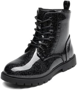 DREAM PAIRS Girls Boys Boots Side Zipper Kids Combat Ankle Booties,Size 7 Toddler,All Black,KBO211