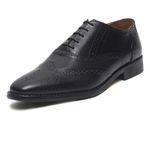 LOUIS STITCH Formal Shoes for Men | Handcrafted Wingtip Brogue Leather | Lace-Up Style for Business, Casual Obsidian Black, UK Size 7 (RXBG)