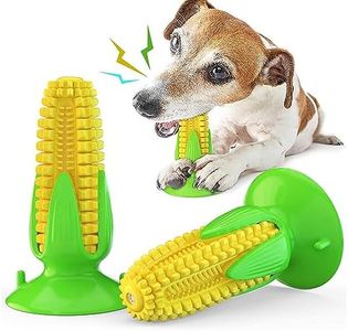 Dog Chew Toys Puppy Teething Chew Toys, Corn Stick Tough Training Toys That Clean Teeth, Squeaky Suction Cup Toothbrush Interactive Toy for Small to Medium Dogs