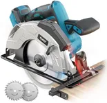 Ecarke Cordless Circular Saw 7-1/4" Compatible with Makita 18v Battery(Bare Tool), 5000RPM Electric Circular Saw with Laser Guide, 2 Blades(24T & 40T), 0-45° Bevel Cutting, Max 2-1/4" Depth for Wood