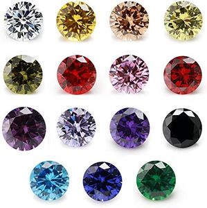 XIANGMO 5A Round Loose Cubic Zirconia Stones Mix 15 Colors CZ Stone Synthetic Gemstone for Jewelry Making, 4.0mm 30pcs, Stone, cubic zirconia