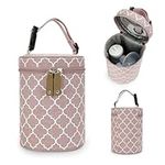 TianHengYi Baby Breastmilk Cooler Bag Insulated Bottle Bag Travel Warmer Bag, Thermal Warming Bag for Nursing Mom Daycare Stroller, Travel, Outdoor (Grids, Pink)