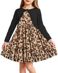 Arshiner Baby Girls Dress and Fall Cardigan Sets 2 PCS Toddler Girl Leopard Print Sleeveless Dress with Pockets and Long Sleeve Black Cardigan 4-5T