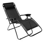 Hampton & Stewart NEW TEXTOLINE FOLDING GRAVITY OUTDOOR GARDEN CAMPING SUN LOUNGER PATIO (Black)