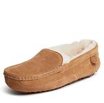 Fireside by Dearfoams Men's Melbourne Shearling Indoor/Outdoor Moccasin Slipper with Wide Widths, Chestnut, Numeric_10