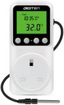 DIGITEN Temperature Controller Day/Night Temperature Controlled Outlet Reptile Thermostat Timer Greenhouse Thermostat with Timer Heat Mat Thermostat Outlet Heating Cooling Temp Control for Homebrewing