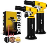 TBTeek Butane Torch with Fuel Gauge T907, One-hand Operation Kitchen Torch Lighter with Adjustable Flame for BBQ, Baking, Brulee Creme, Crafts and Soldering, 2 Pack(Butane Not Included)