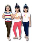 NIK & KNIT Premium Stretchable Plain Leggings for Girls/Kids | Combo Bottom Wear (Top/T-Shirt NOT Included) (Pack of 3 Leggings)(Navy Blue, Brown and Carrot Peach)(2 Years - 3 Years)