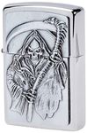 Zippo Windproof Lighter - Grim Reaper - Brushed Chrome - Refillable for a Lifetime Use - Adjustable Flame - Gift Box - Metal Construction - Made in USA