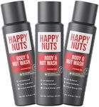 HAPPY NUTS Big Wood Body and Nut Wash - Moisturizing Men's Shower Gel, Natural Bodywash with Deep Cleanse for Sensitive Skin - Men's Body Soap (3 Pack, Big Wood)