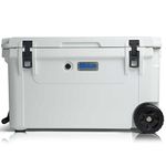 Blue Coolers Ark Series with Wheels 110 Quart, Roto-Molded Ice Cooler | Large Ice Chest Holds Ice up to 10 Days | (White)