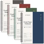 EMSHOI Graph Paper Spiral Notebook 5.7" x 8.22" - 4 Pack 640 Pages 100gsm Thick Grid Paper, A5 Graph Paper Notebook, Plastic Hardcover Journals for Writing Engineering Graphing Work School Supplies