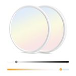 2 Pack 12 Inch LED Flush Mount Ceiling Light Fixture 28W 3200LM Dimmable 5 Color Temperature in One 3000K/3500K/4500K/5000K/6000K Slim Round Ceiling Lamp for Living Bedroom Kitchen Laundry White