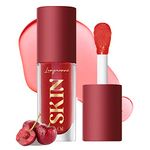 BANGFENG Big Brush Head Hydrating Lip Glow Oil Plumping Lip Tint, Hydrating Lip Gloss Tinted Lip Balm Transparent Lip Care, Long Lasting Nourishing Non-sticky Fresh Texture (Cherry)