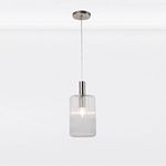 firstchoicelighting Chrome & Clear Ribbed Glass Pendant Light Fitting, Kitchen Island Dining Ceiling Light, Height Adjustable 40cm - 100cm, LED Compatible