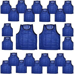 BlueDot Trading Adult Sports Pinnie Quality Scrimmage Training Vest in Nylon Mesh for all kinds of sports Soccer, Football, Basketball, Lacrosse, Blue, 24 Pack