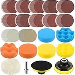 135Pcs Polishing Pads Sandpaper Kit with 3 Inch Sponge Buff Pads Set, 3" Sanding disc 40-7000 Grit Wet and Dry Sandpaper & M10 Drill Adapter Car Polish Kit for Wood Furniture and Car Polishing