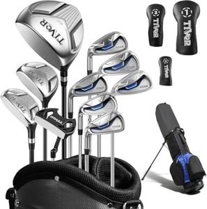 Golf Clubs Set for Men Right Handed Complete 14-Piece with Driver Fairwood Hybrid Irons Putter Stand Bag & 3 Headcovers - Beginner Mens Golf Set with Graphite Shafts Black
