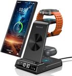 Wireless Charger for Samsung Charging Station, 3 in 1 Android Phone Wireless Charger for Samsung Galaxy S24 Ultra/S23 Ultra/Z Flip 6/Fold 6/Buds, Charger for Galaxy Watch Ultra/7/6/5/4/3 (Black)