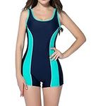 Lemef One Piece Swimsuit Boyleg Sport Swimwear for Women (Tag IT48 (fit US Size 14), Fluorescent Green)