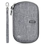 DEFWAY Passport Holder Travel Wallet - Waterproof RFID Blocking Credit Card Organizer Travel Document Bag Ticket Wallet with Strap for Men Women, Travel Essentials for Flying(Small Gray)