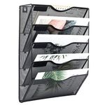 EasyPAG Office 5 Pockets Wall File Holder Organizer Hanging Metal Magazine Rack Black