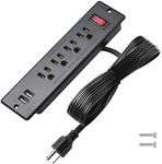 Mountable Power Strip Recessed Power Strip with USB 4 Outlet 2 USB Multiple Protection Built in Conference Desk Counter Workbench for PC Home Electric Appliance ETL Listed(Black)