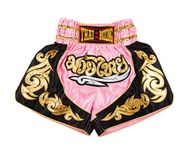 MUAY NATION Muay Thai Shorts for Men Women Slim Cut MMA Boxing Shorts Training Kickboxing Clothing Martial Arts Trunks (L, Pink)