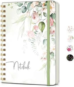 PAPEJOON Lined Spiral Journal Notebook for Women, A5 Cute Hardcover Spiral Journals for Work, Note Taking, 150 Numbered Pages 100 GSM College Ruled Spiral Bound Notebook, 5.75" x 8.38", Eucalyptus