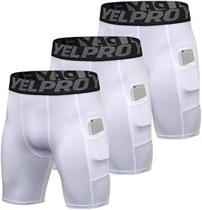 WRAGCFM Men's Athletic Compression Shorts with Pockets Running Workout Active Underwear, 3 Pack - White+white+white, X-Large
