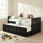 APRODZ Sheesham Daybed with Trundle Bed Single Diwan Day Bed with Storage Box for Kids Adult Bedroom Living Room Home Furniture (Oyster Daybed)